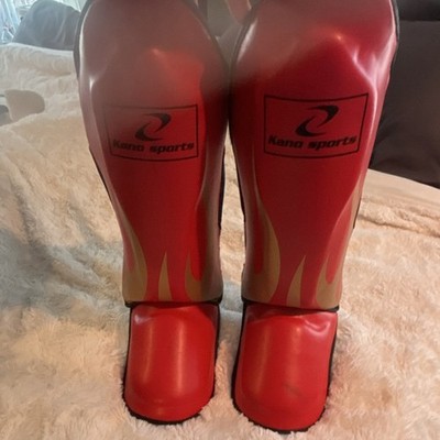Kano Sports Red and Black Shin Guards Size M