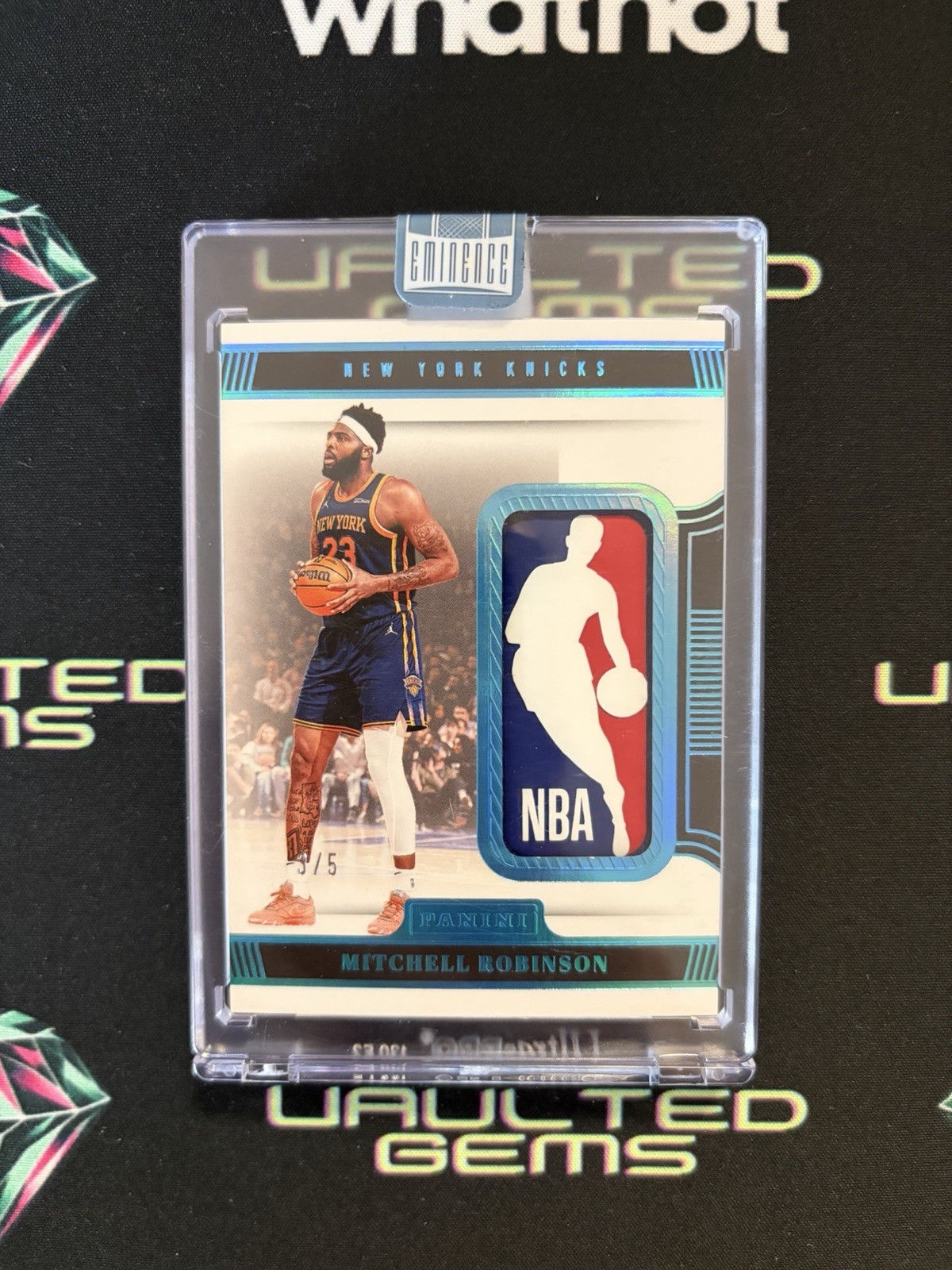2024-25 Panini Eminence Mitchell Robinson Game Worn LOGOMAN Patch /5 LM-ROB view 1