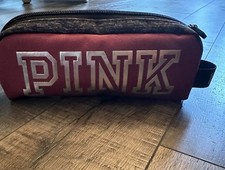 Victorias Secret Pink And Gray Pencil Bag/ Cosmetics Case