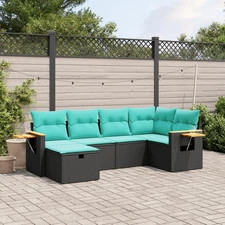  Garden Sofa Set Black PE rattan Large Modular Garden Sofa Set
