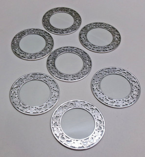 7 STERLING SILVER OVERLAY COASTERS ORNATE FOLIAGE DESIGN WEBSTER FINE