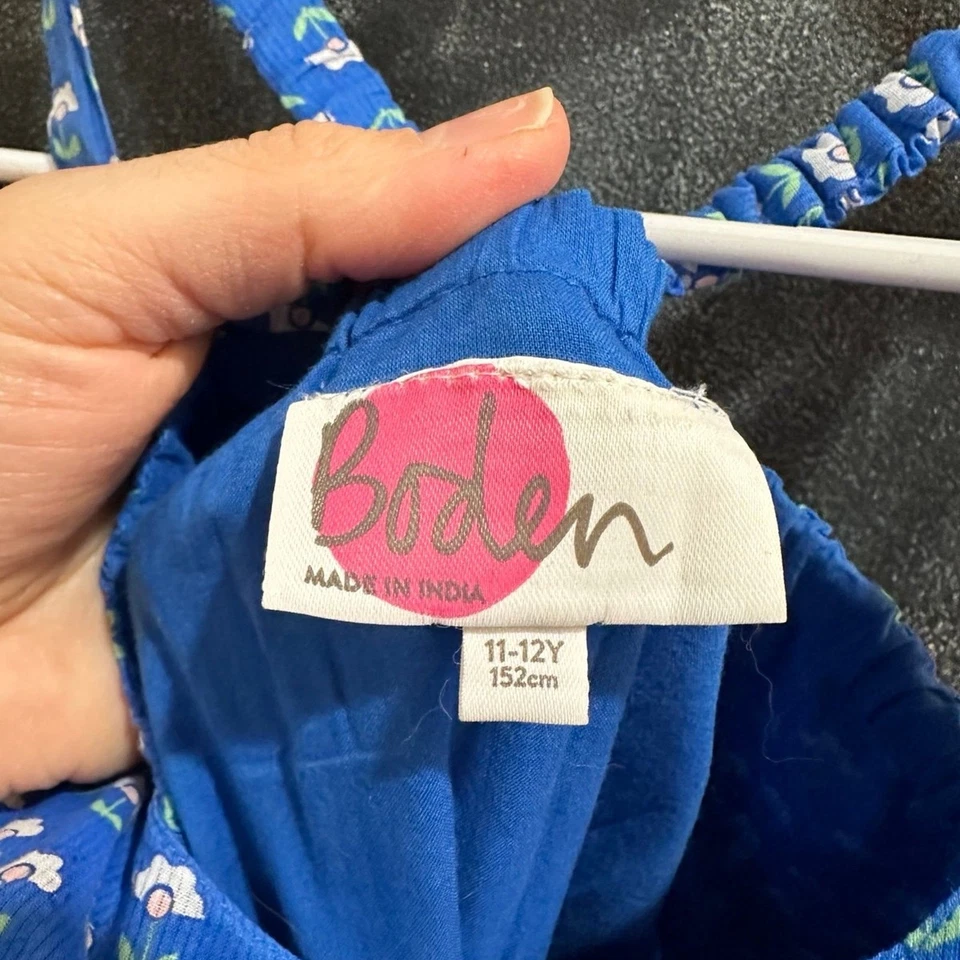 Boden Floral Romper Smocking 100% Cotton Blue Floral Pockets Size 11-12Y 152cm - Image 3 of 4