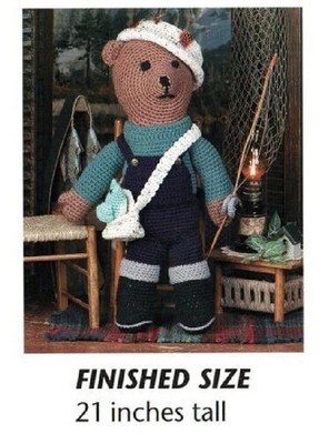 FISHERMAN BEAR CROCHET PATTERN ONLY  xnn