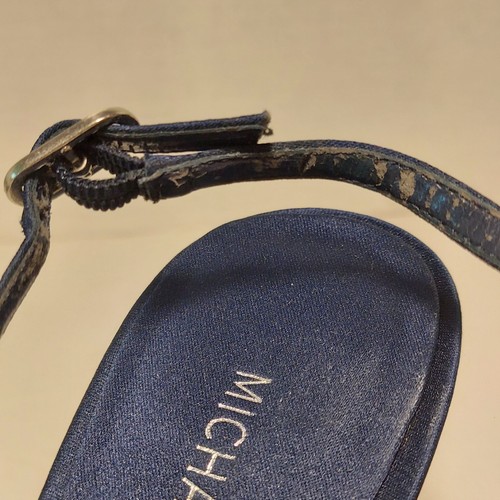 Michael Shannon Womens Navy Blue Strappy Rhinestone Shoes Heels Sz 7.5M - Picture 13 of 16