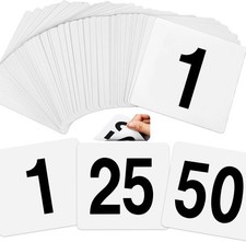 50 PCS Table Numbers 1-50, Plastic Double Sided Table Number Cards, 4x3.7 Inch N