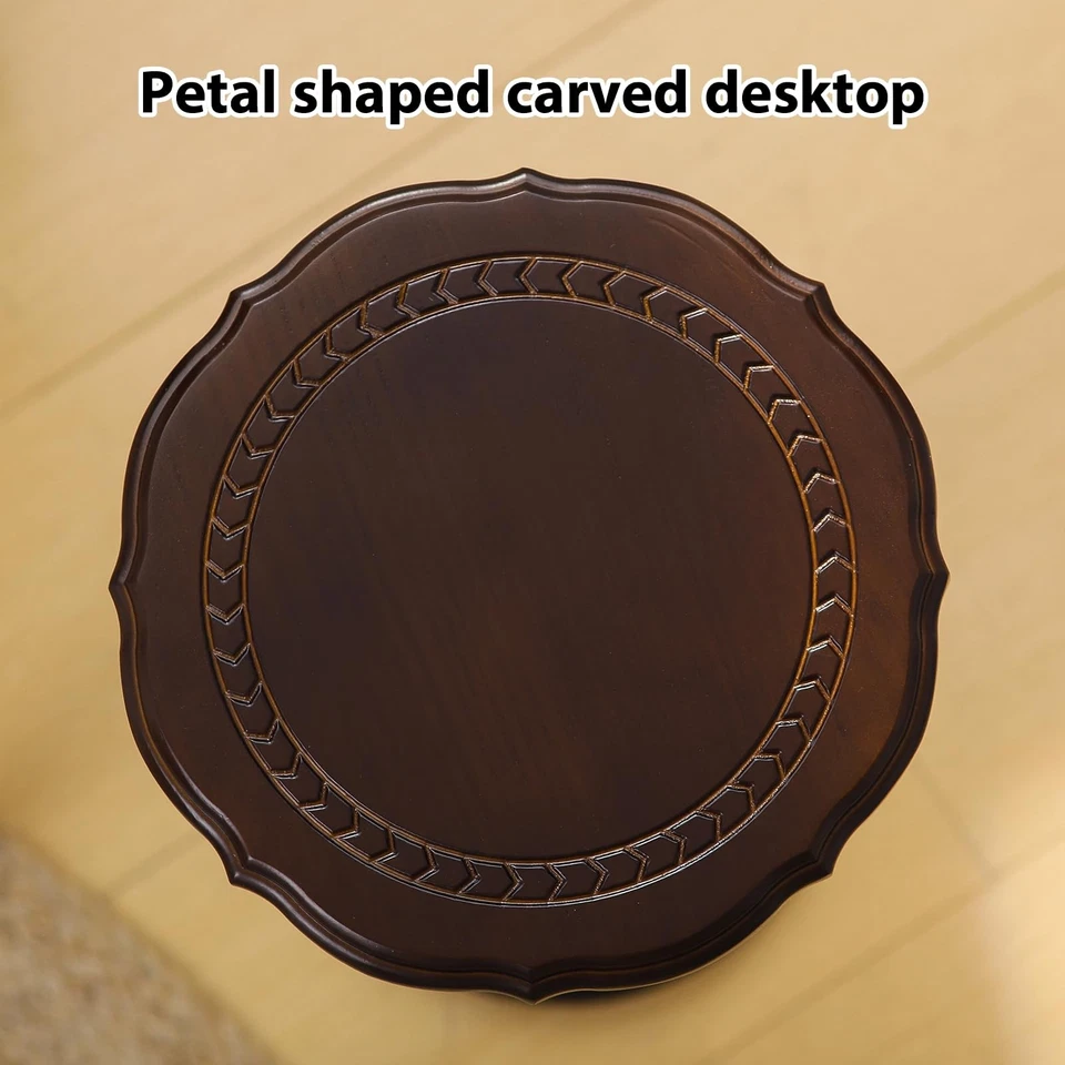 Mesa auxiliar redonda, pequeña mesa de bebida para espacios pequeños, madera maciza moderna T... Foto 3 de 4