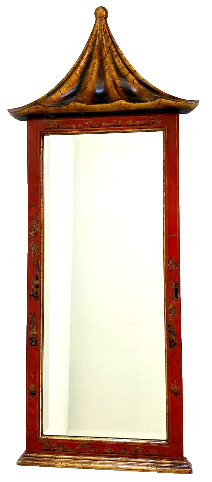 Theodore Alexander Pagoda Chinoiserie Wall Beveled Mirror Gold Gilt