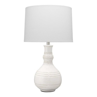 Eden Home 28'' Coastal Ceramic Table Lamp with Raised Knobs in White