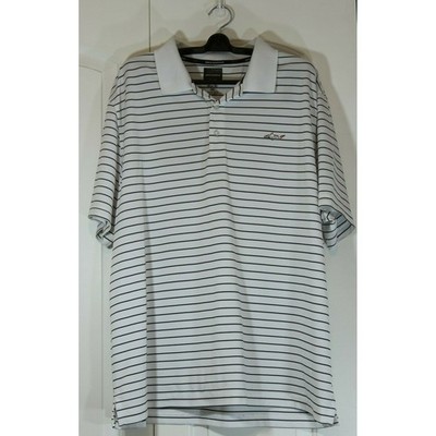 Greg Norman Mens 2XL Play Dry Striped Golf Polo Shirt White Black Short Sleeve