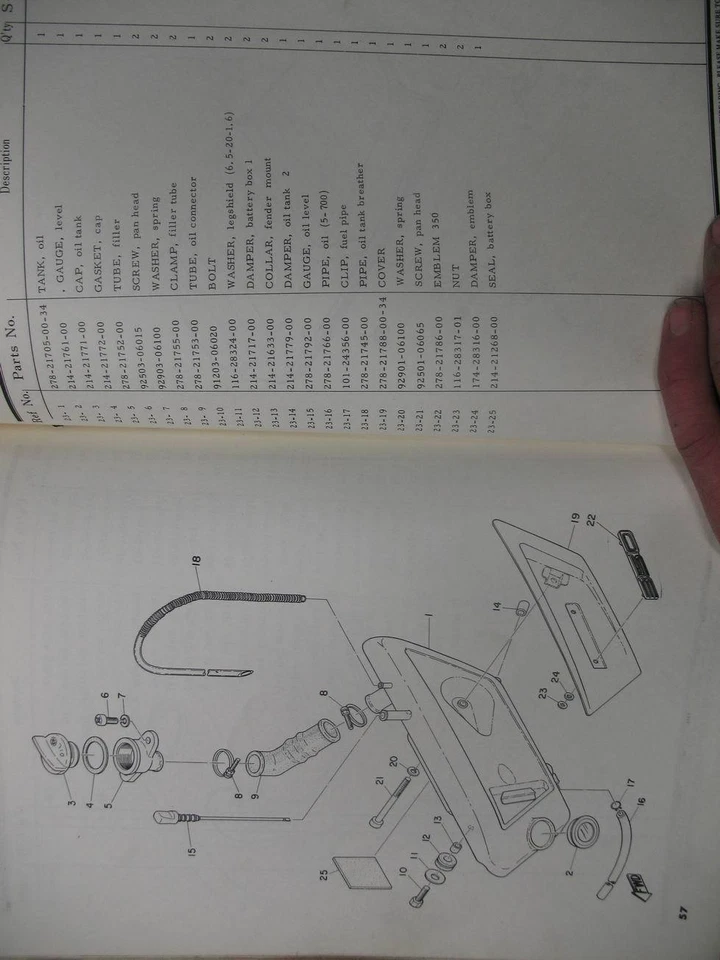 YAMAHA LISTA DE PIEZAS NÚMEROS MANUAL 1970 R5B R5 350 Foto 2 de 4