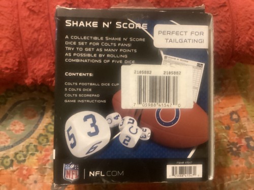 JUEGO DE DADOS DE VIAJE INDIANAPOLIS COLTS SHAKE 'N SCORE, ¡¡¡¡COMPLETO/ENVÍO GRATUITO!!!!! - Imagen 3 de 6