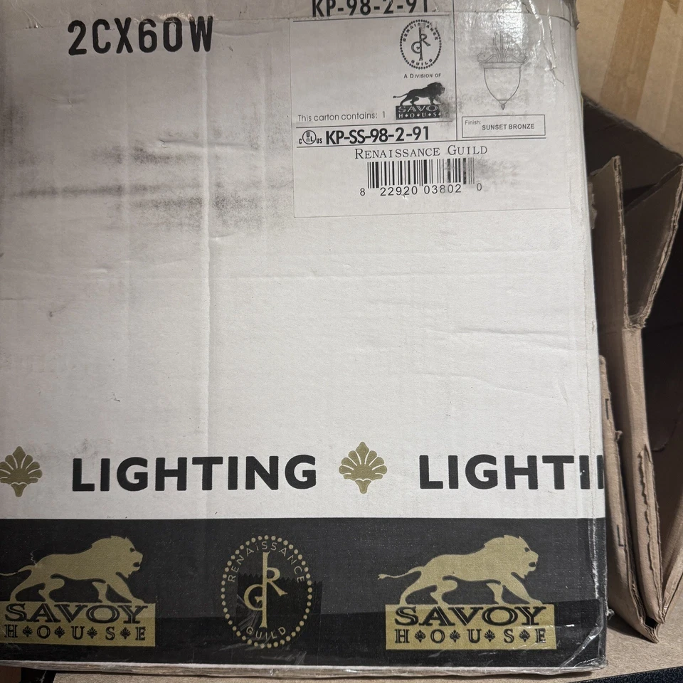 Luz de vestíbulo de bronce puesta de sol Savoy House Bryce KP-98-2-91 con imitación crema Foto 2 de 2