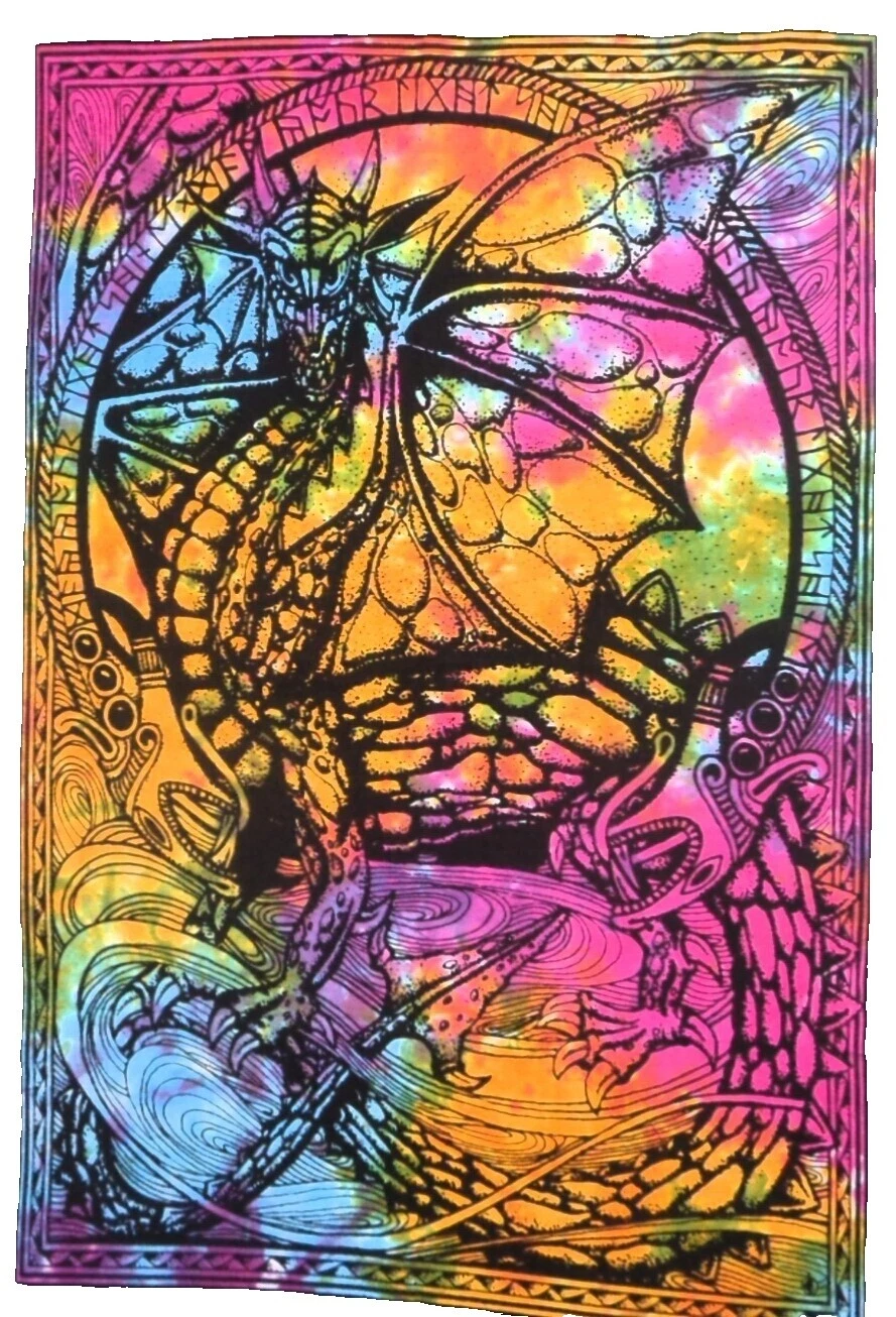 Dragones Tie Dye tapices de algodón 100%