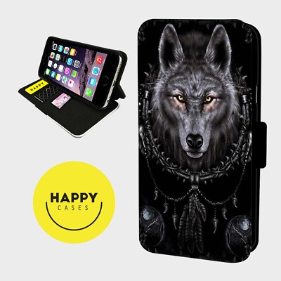 GOTHIC NATIVE WOLF - Kunstleder Flip Handyhülle - iPhone/Samsung