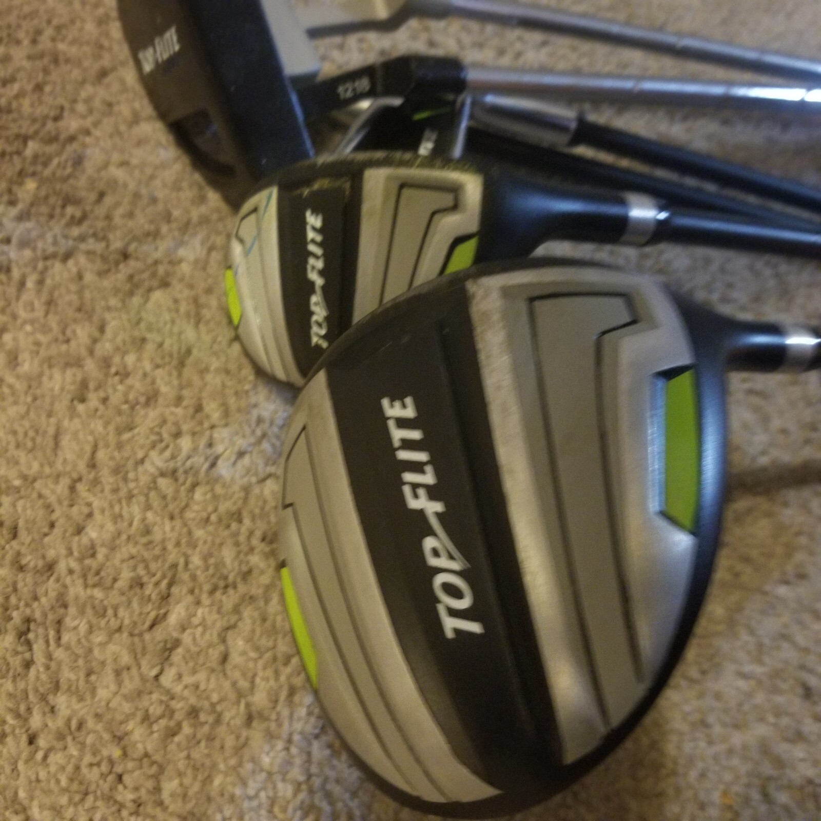 Top Flite Black/Green Kids Junior 5 Pc Golf Club Set & Golf Bag Youth