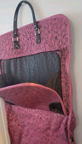 Diane Von Furstenberg Garment Bag Pink Heart w/Black Patent Leather 24 X 20 - Picture 4 of 24