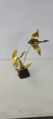 Mediados de siglo Moderna Gaviota Escultura Latón Estatua Mesa Arte Pájaros en Vuelo - Imagen 4 de 8