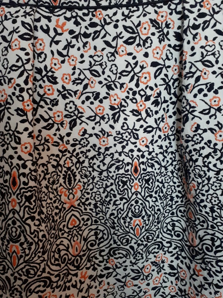 H&M Shift Dress White black & orange Floral Embroidery Size UK 8 EUR 36