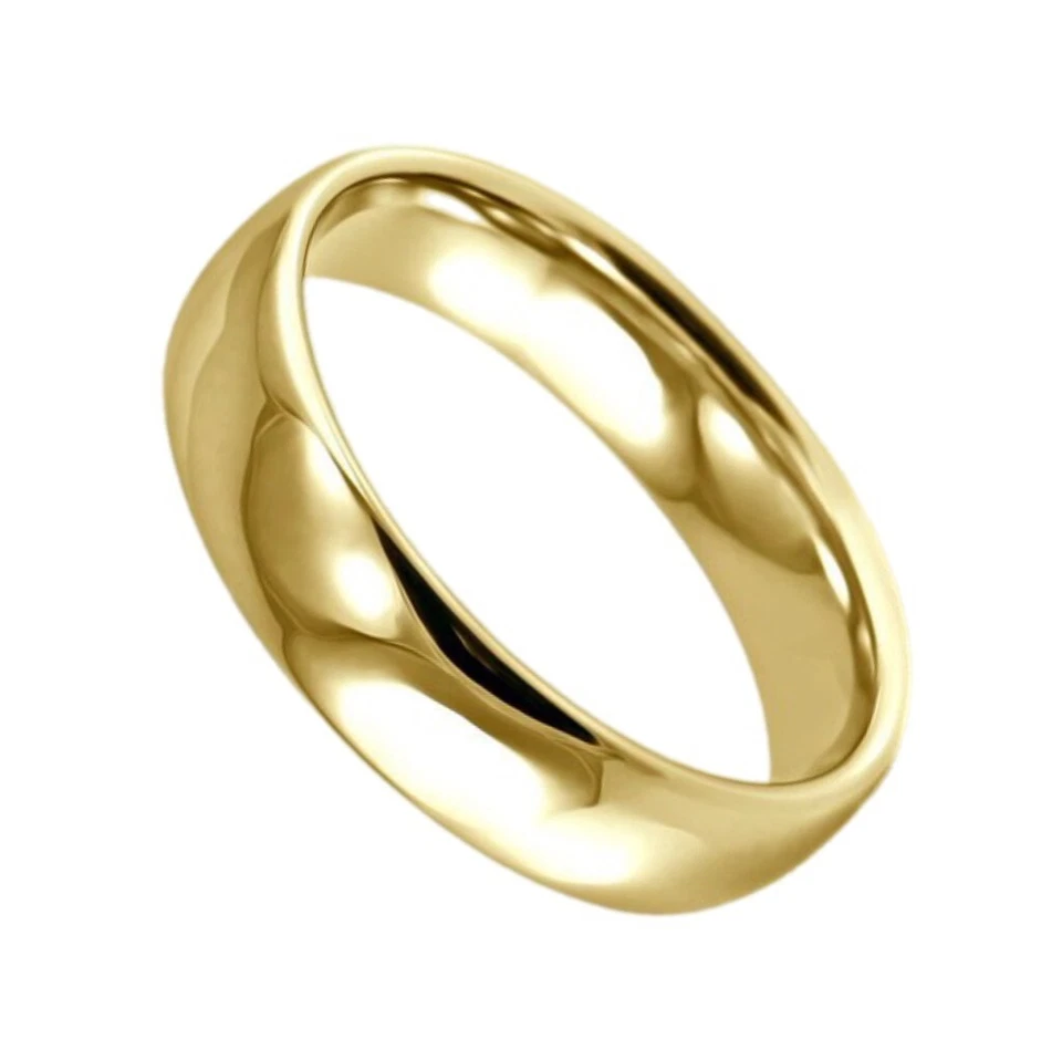 6MM Yellow Gold Wedding Ring 9ct Engagement Band Solid Gold Filled Ring - Image 3 of 4