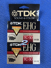 TDK 2 Pack E-HG TC-30 VHS-C Extra High Grade Camcorder Blank Tapes NEW