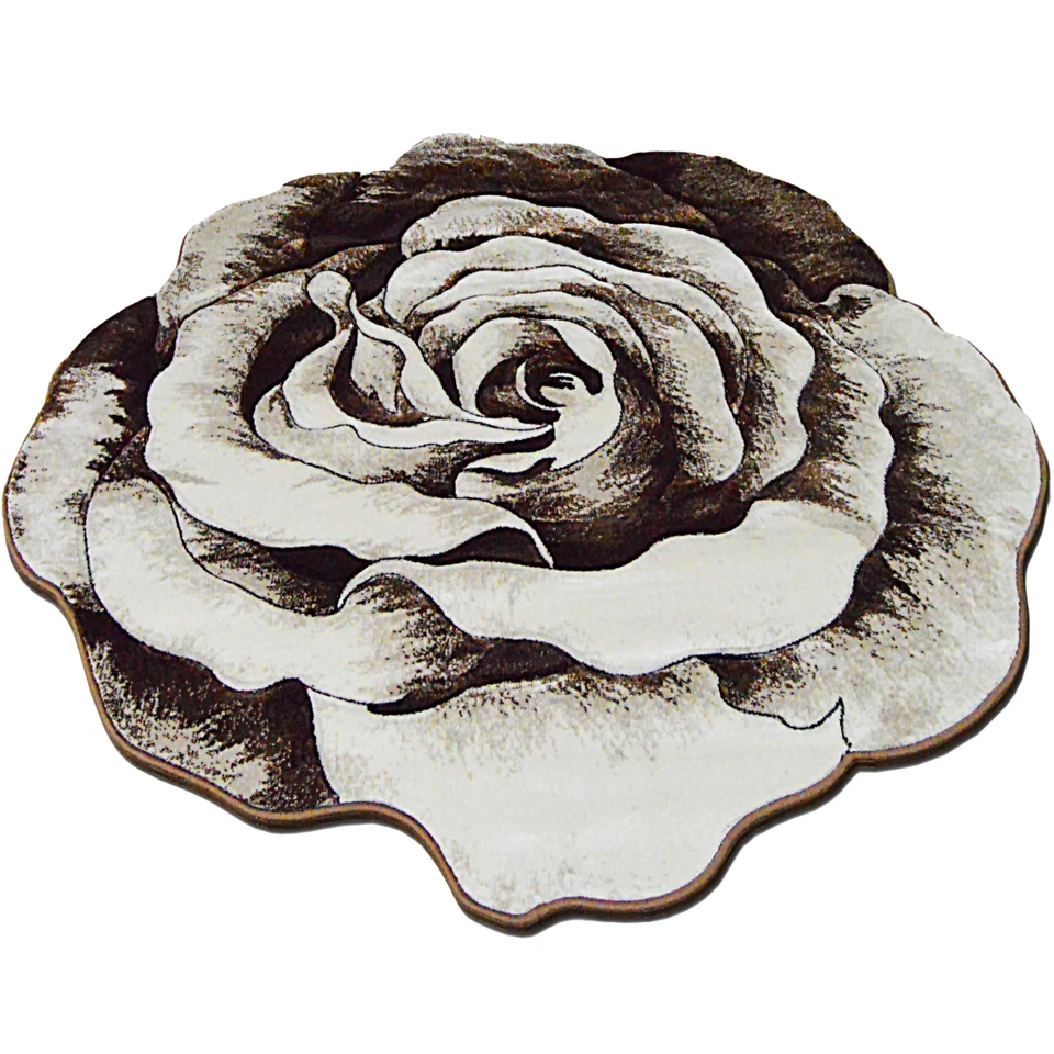 Alfombra Gruesa Flores Talladas a Mano Floral Rosa Novedad 304 6.6x6.6 Redonda Marrón Beige Foto 2 de 4