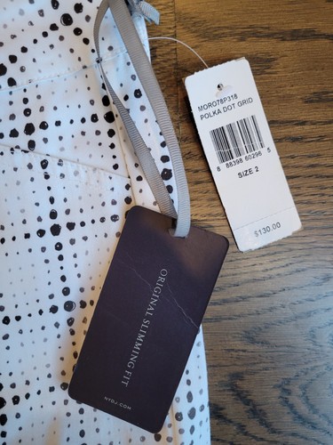 NYDJ Not Your Daughters Pants White Celia Polka Dot Grid Ankle Cotton Size 2 NEW - Picture 10 of 11
