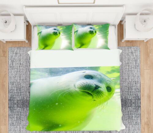 3D Cute Sea Lion ZHUA399 Bed Pillowcases Quilt Duvet Cover Set Queen King Amy
