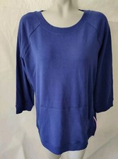 Belle Kim Gravel Dark Blue Side Zipper Raglan Sleeves Sweatshirt Size M NWOT