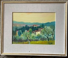 ::VILLEN IN MEDITERRANER LANDSCHAFT °SPANIEN FRANKREICH °SÜDEN ÖLGEMÄLDE RAHMEN