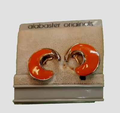 Orange Comma's Alabaster Original Earring Snap clip back 1960's NOS