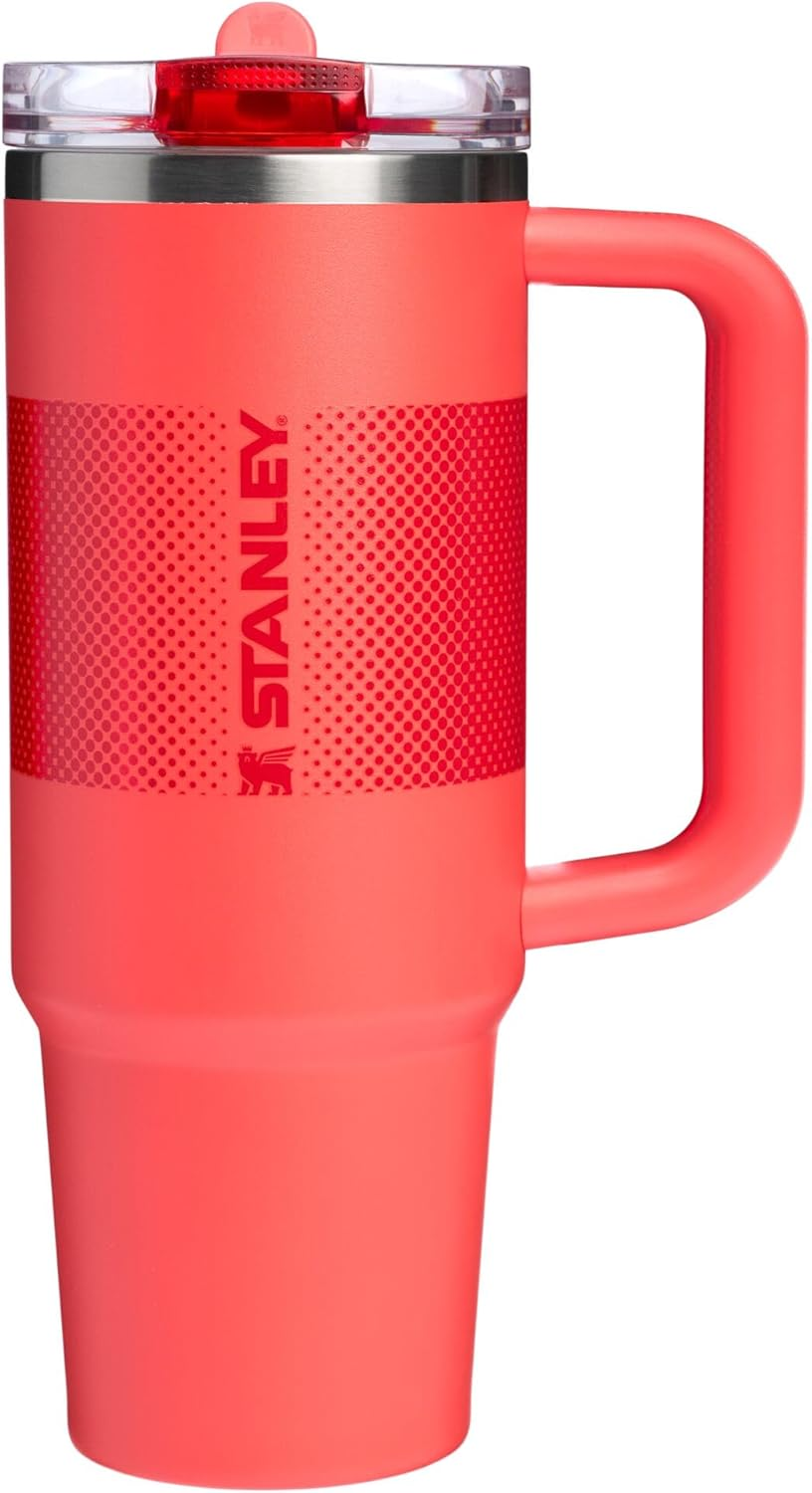 30oz Quencher ProTour Tumbler Hot Coral Fade Insulated Cup with Straw Lid and BPA-Free Handle