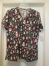 Christmas Work Scrub HO HO Merry Christmas Etc. By Scrubaid 2XL 22-24 New
