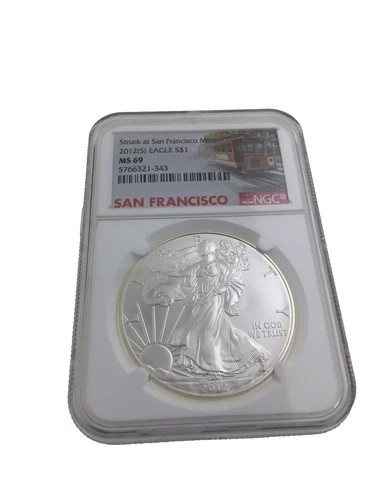 2012-S 1 oz American Silver Eagle NGC MS-69 Struck At San Francisco Mint