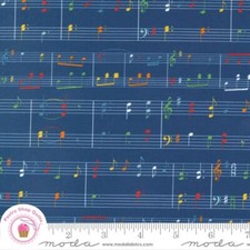 Moda SWEET MELODIES 21815 18 Navy Blue Music Notes AMERICAN JANE Quilt Fabric