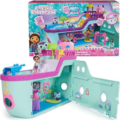 Gabby's Dollhouse Set Meerjungfrauenschiff Figur Gabi Puppe + 18 Zubehör