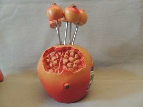 Wooden pomegranate with 6 small forks Greek suvenir Sybota - Picture 2 of 7
