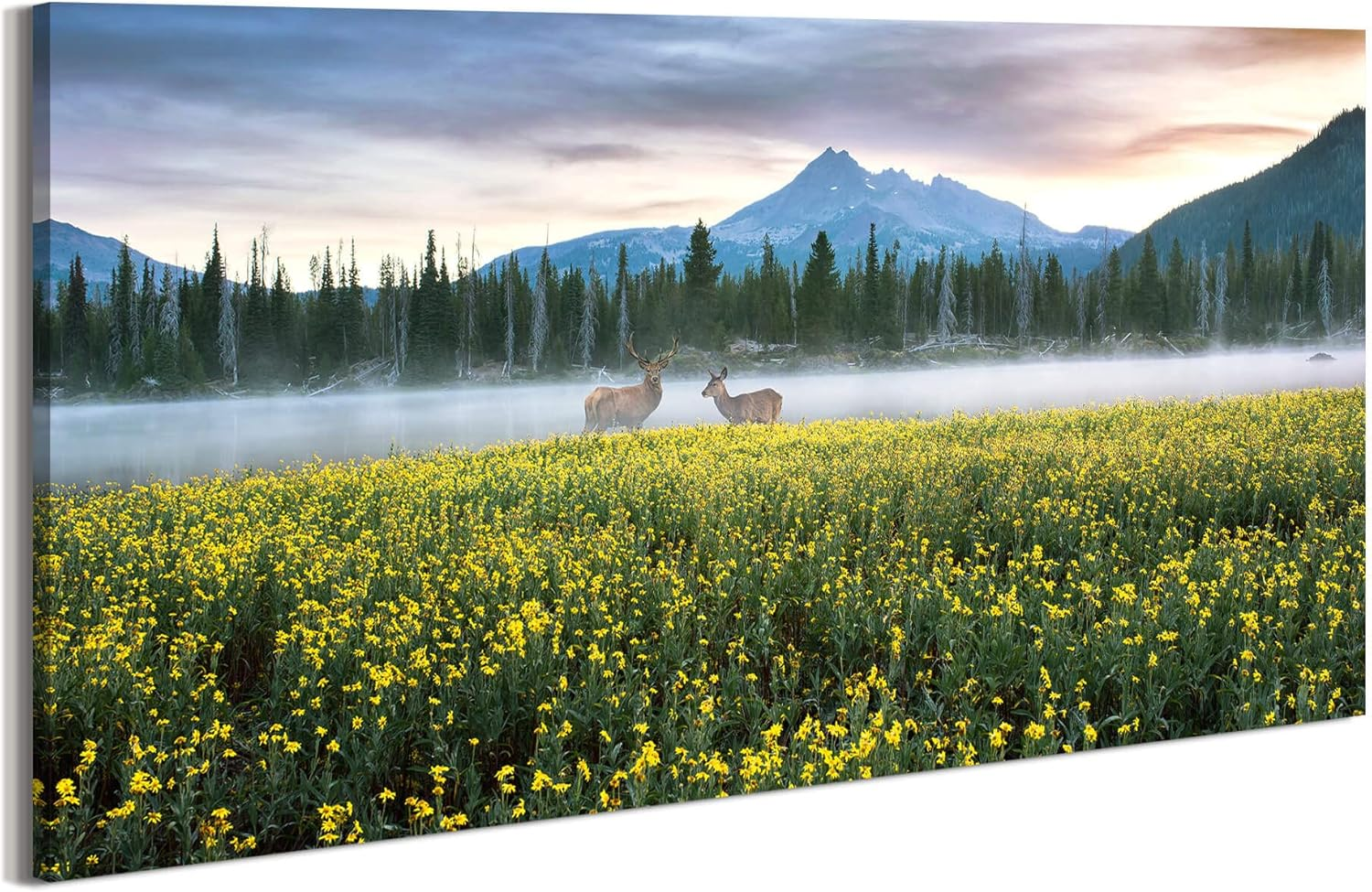 Nature Canvas Wall Art Print Featuring Mountain Forest Landscape Scenery