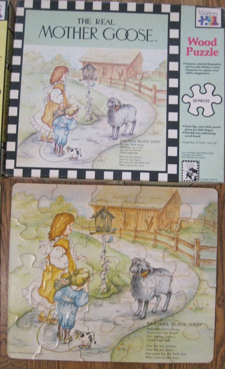 LOT OF MOTHER GOOSE WOOD PUZZLES LITTLE BO-PEEP BAA BAA BLACK