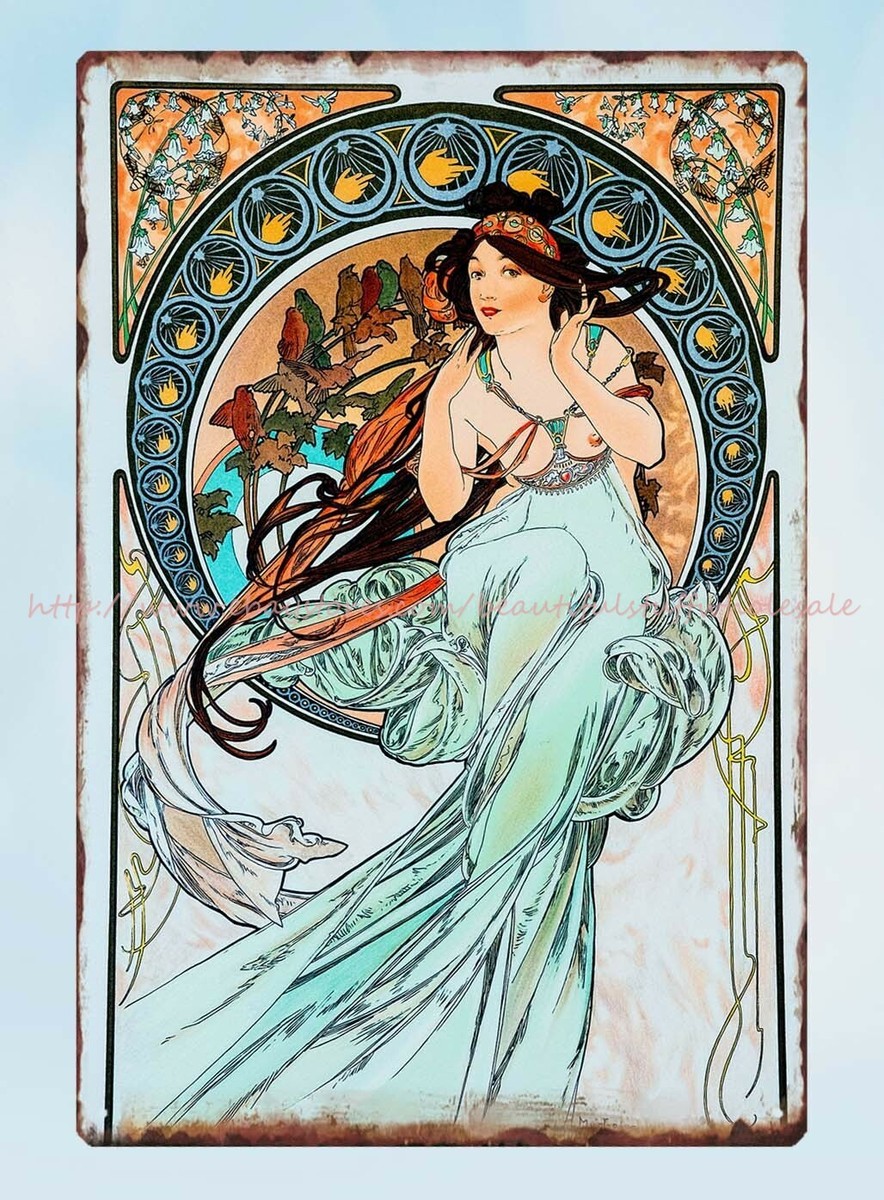 The Arts Music 1898 Alphonse Mucha art nouveau metal tin sign