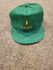 Aztec Corn Hat Cap Green Adult Used Strapback Made in Usa Vintage B316D