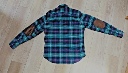 J.Crew Hemd Herren Medium Flanell kariert Ellenbogen Patches Knopfleiste Langarm