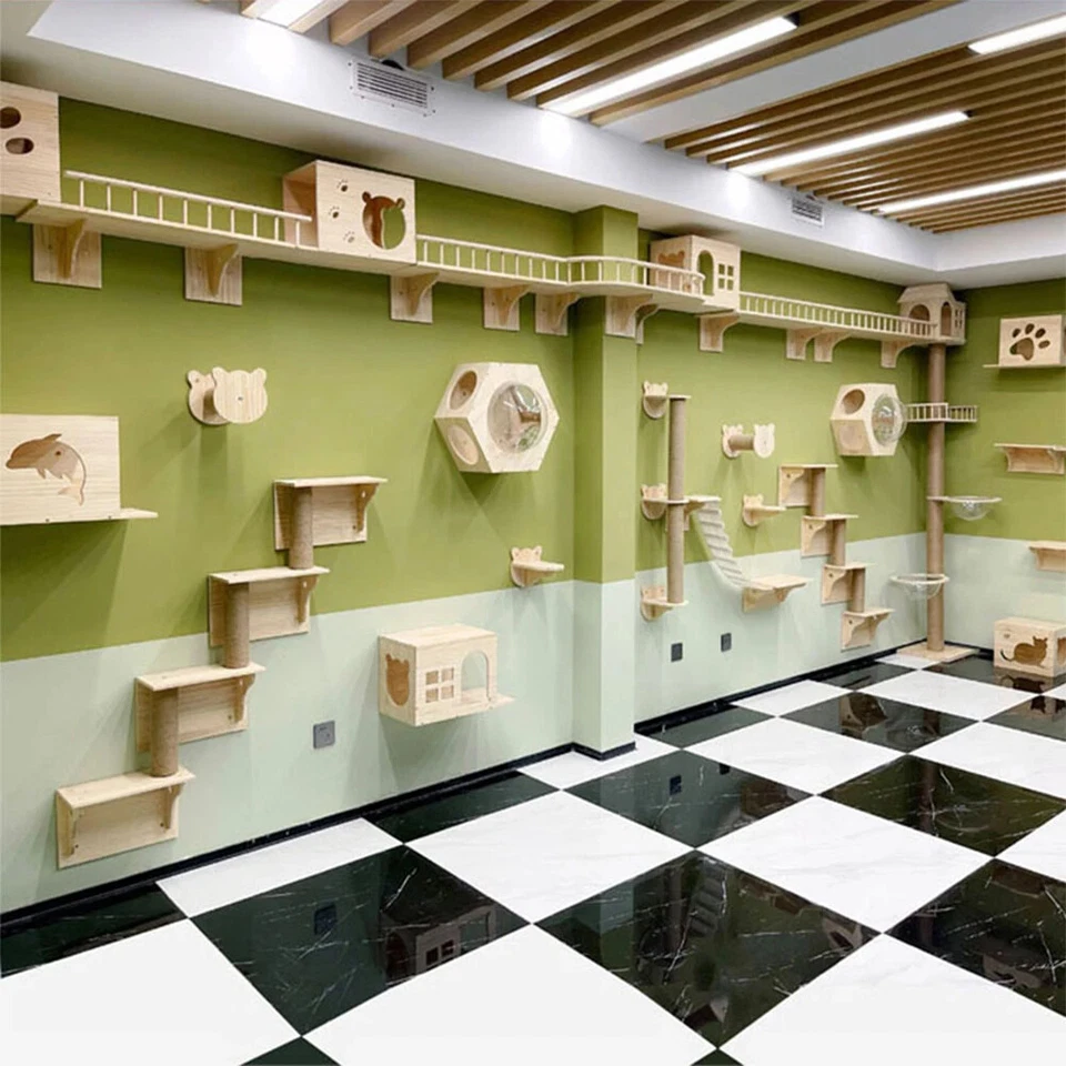 Cat Wall Climbing Shelf Wall Mounted Steps Stairway with Sisal Rope Scratching - Image 3 of 4