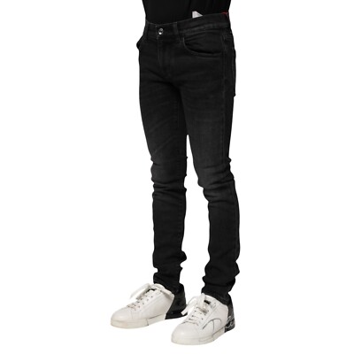 DOLCE & GABBANA Jeans Black Cotton Skinny Men Denim Trouser IT44