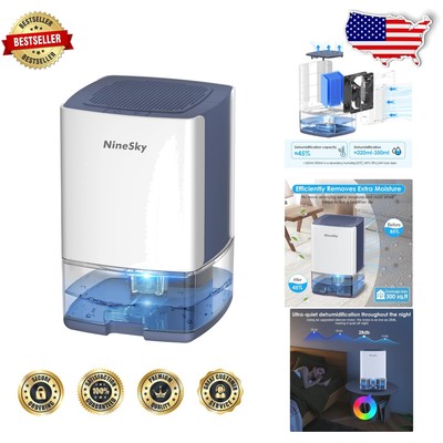 Quiet 300 sq.ft Portable Dehumidifier with Automatic Shut-Off & Mood Lights