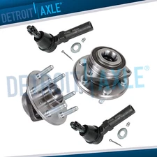 4pc Front Wheel Bearing and Hubs Outer Tie Rod Ends for 2010 - 2016 Cadillac SRX