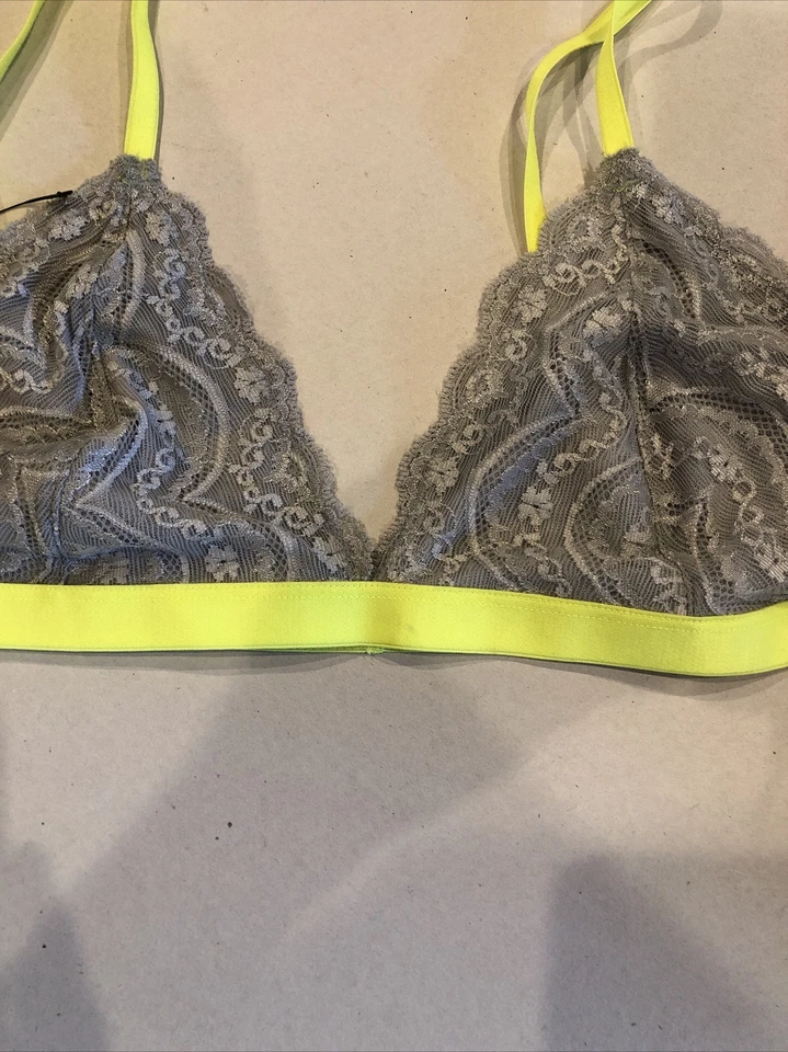 Sujetador Express Talla L Encaje Gris Y Verde Foto 3 de 4