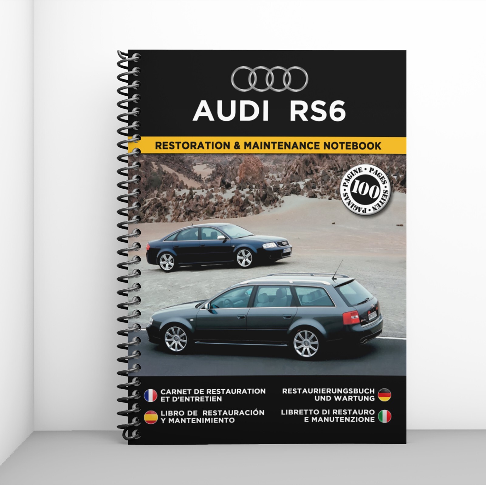 Audi RS6 carnet de restauration haut de gamme avec couverture rigide pour collectionneur