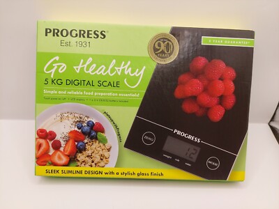 Progress 5 kg Digitale Küchenwaage Go Healthy Hartglas LCD - Schwarz 2066