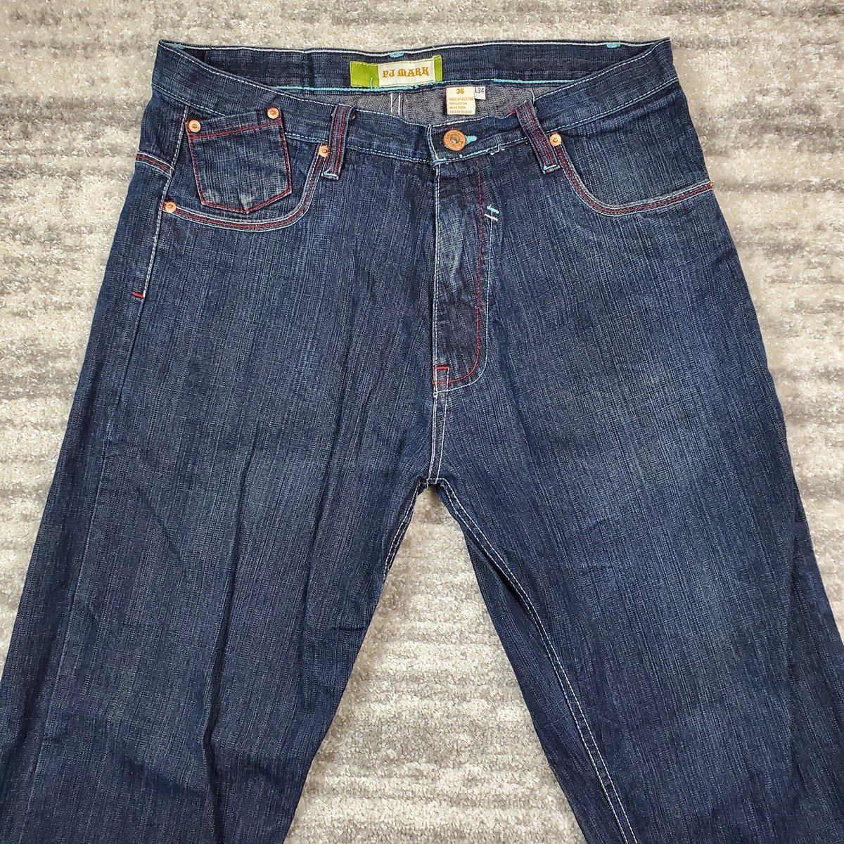 デニム・ジーパン [PRENDA] DAMAGE POINT STRAIGHT DENIM PANTS LIGHT BLUE HaiMao Womens Drawstring High Waist Wide Leg Jeans Clearance
