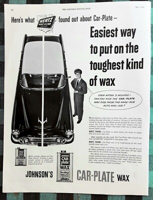 JOHNSON'S CAR PLATE WAX AD FROM SATURDAY EVENING POST MAY 7, 1955